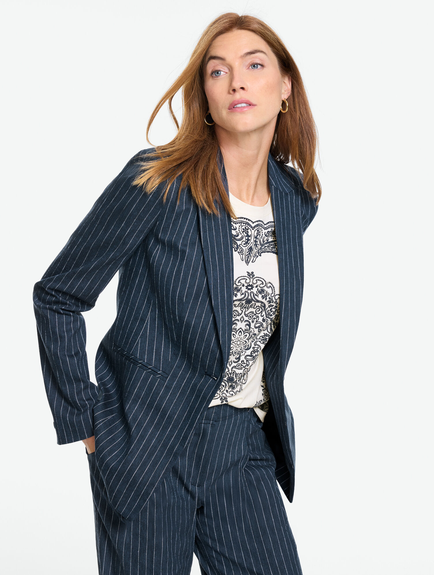 Single Button Blazer - Pinstripe