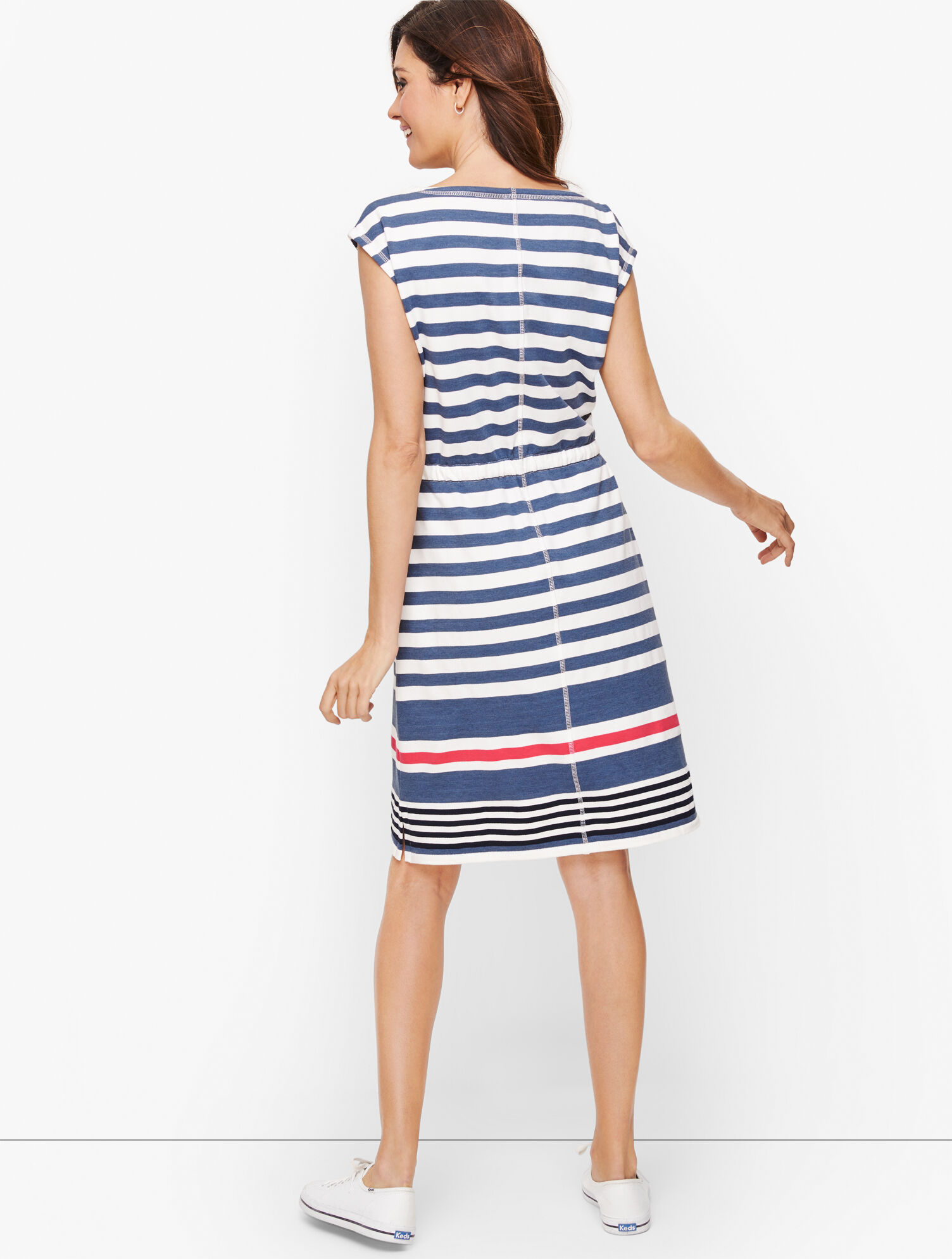 Anchor Stripe Drawstring Waist Dress