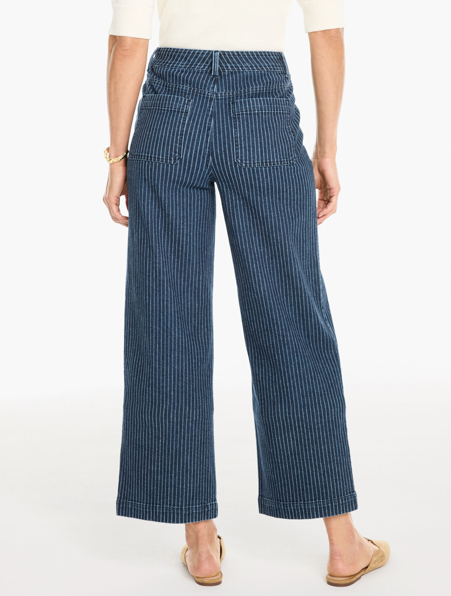 Wide Ankle Patch Pocket Jeans - Pinstripe | Talbots