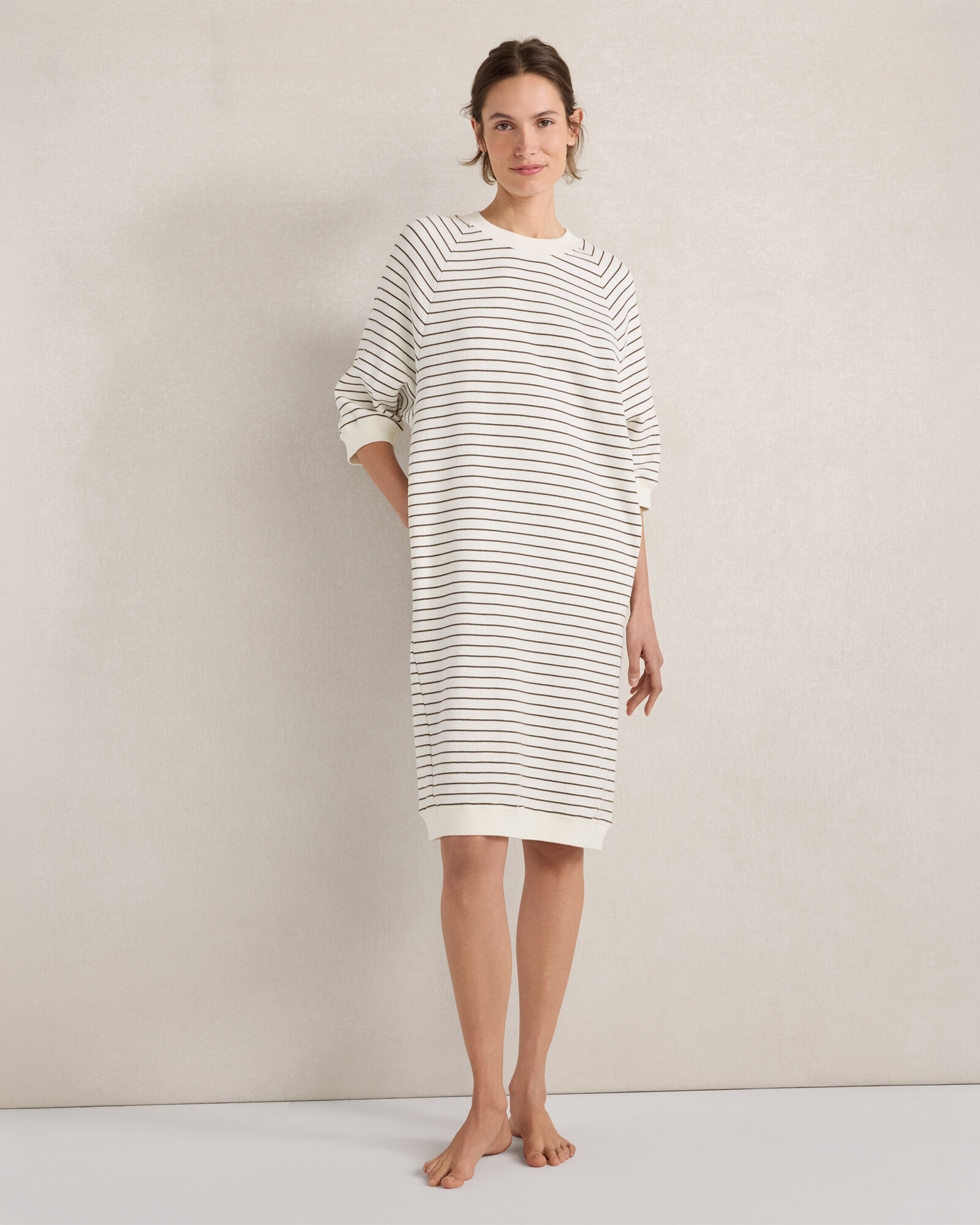 Resti Organic Cotton Waffle Striped Short Sleeve Dress