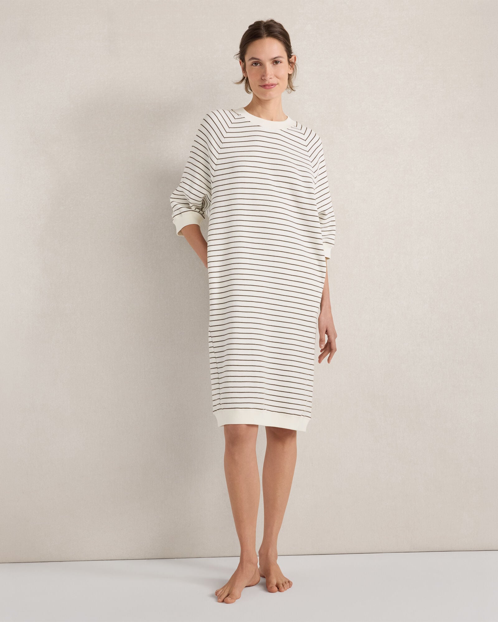 Resti Organic Cotton Waffle Striped Short Sleeve Dress