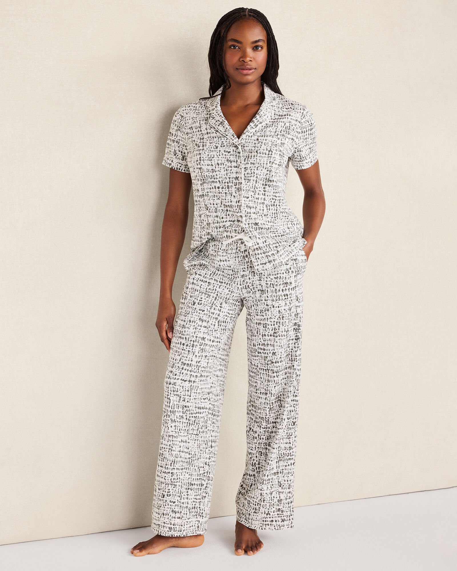 Organic Cotton Jersey Pebble Print Pajama Top
