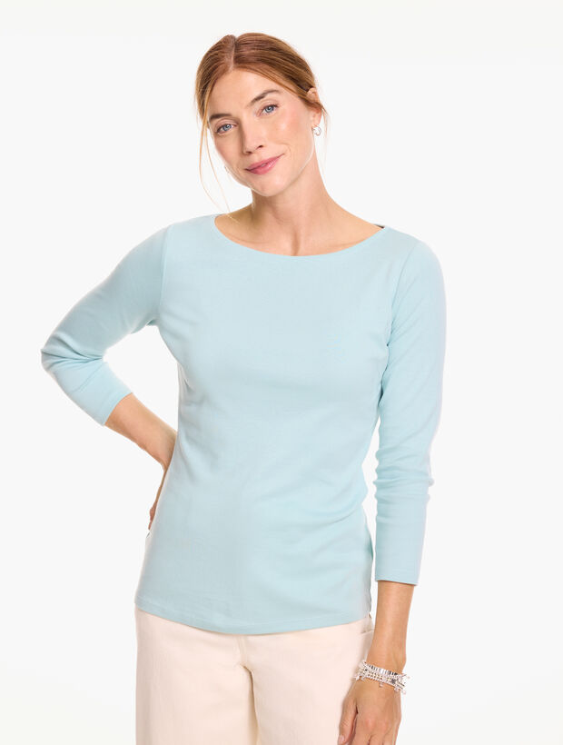 Solid Bateau Neck Tee Pima Cotton