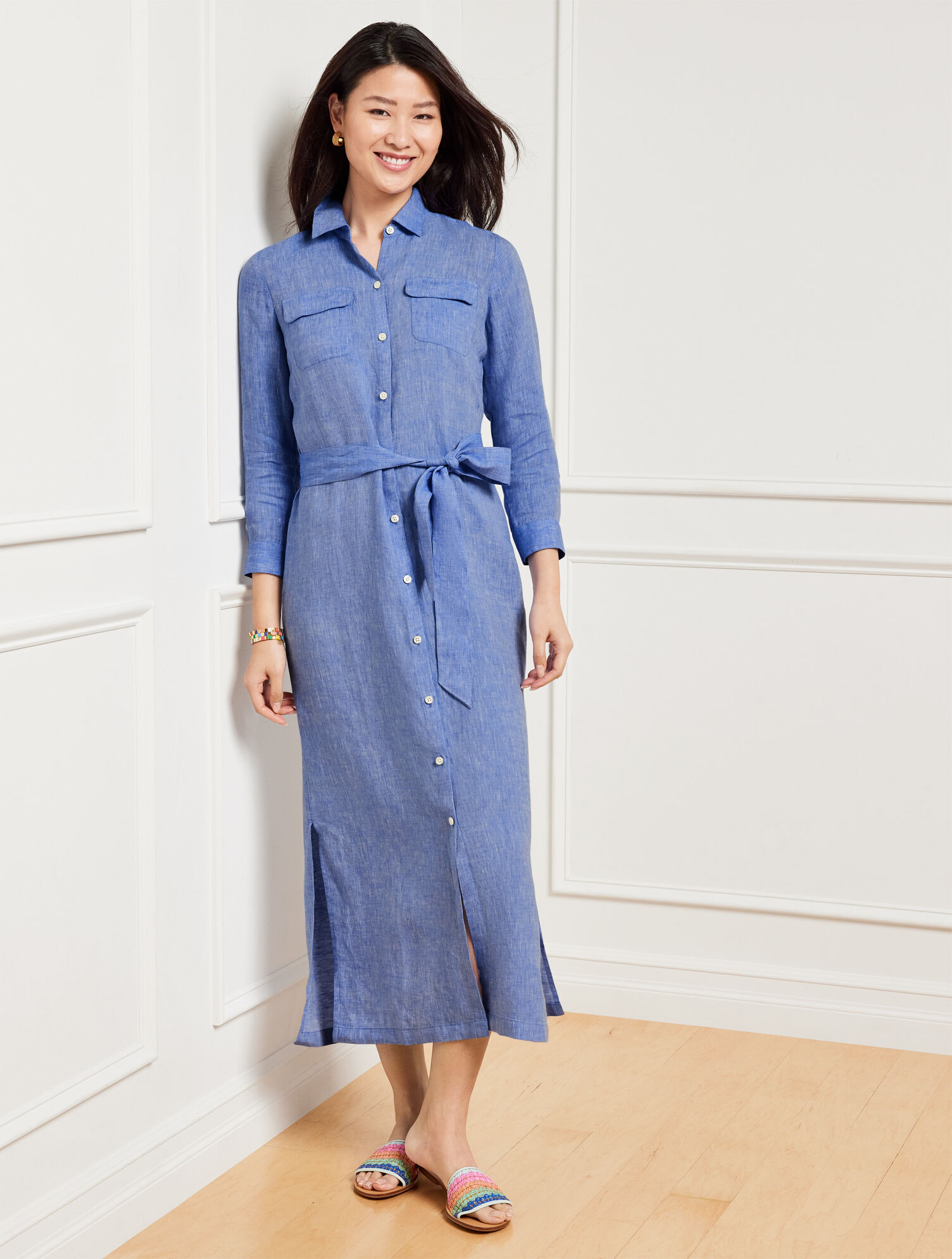 Linen Midi Shirtdress Talbots