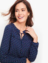 Pleated Neck Dot Print Top 