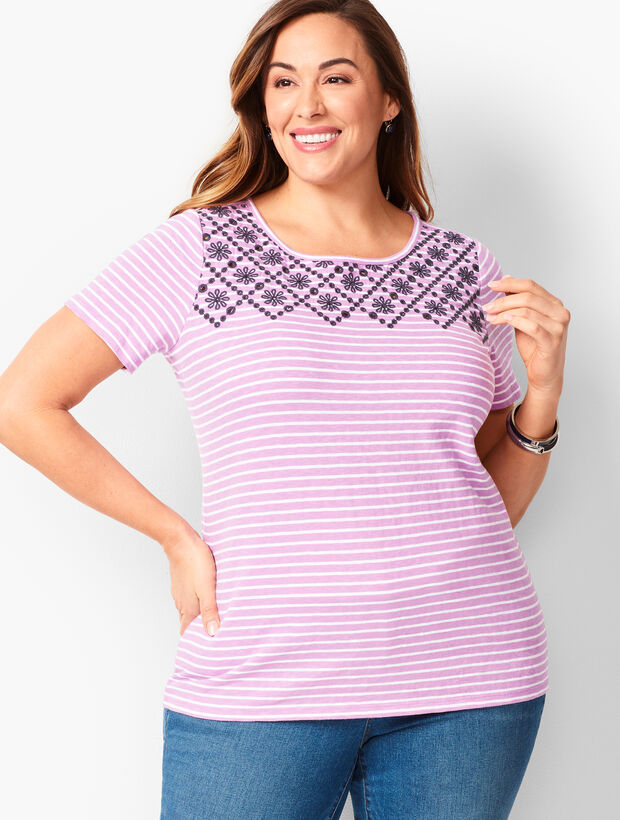Stripe Embroidered Tee