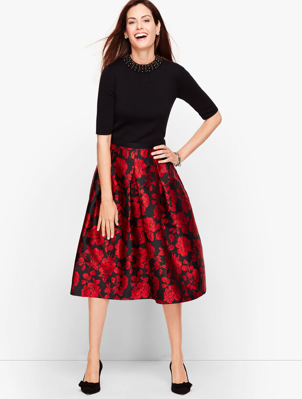 Floral Jacquard Full Skirt | Talbots