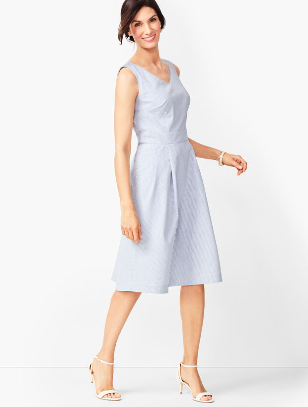 Lightweight Seersucker Fit &amp; Flare Dress