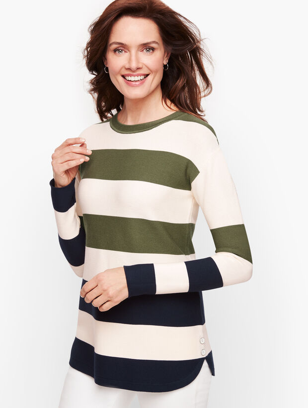 Button Detail Sweater - Stripe