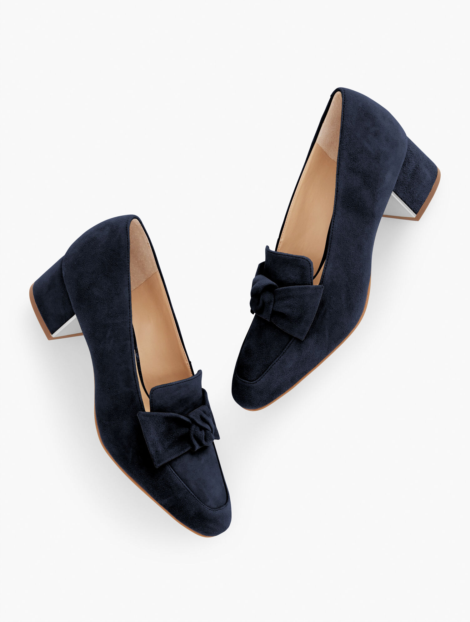 Jane Bow Suede Block Heel Pump