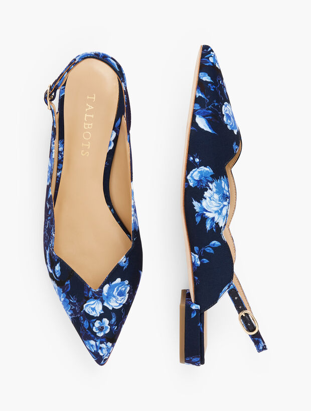 Ava Pointed Toe Slingbacks - Floral Print