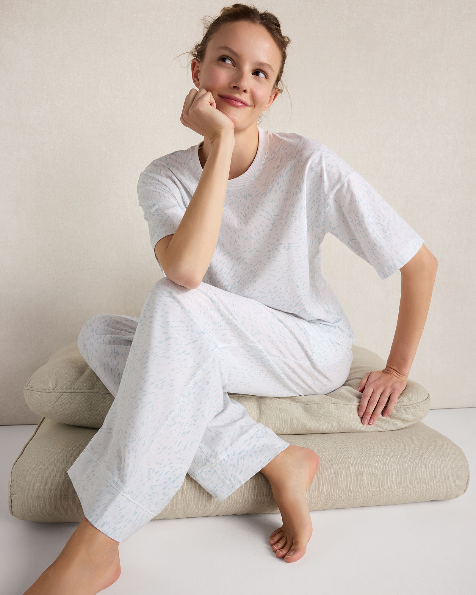 Organic Cotton Jersey Rippled Sand Pajama Pants