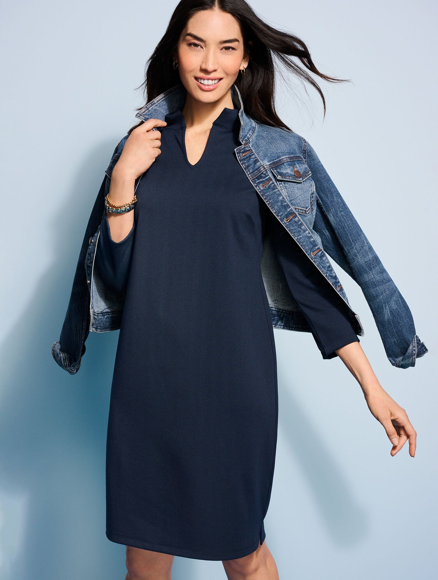 Passport Ponte Split Neck Dress