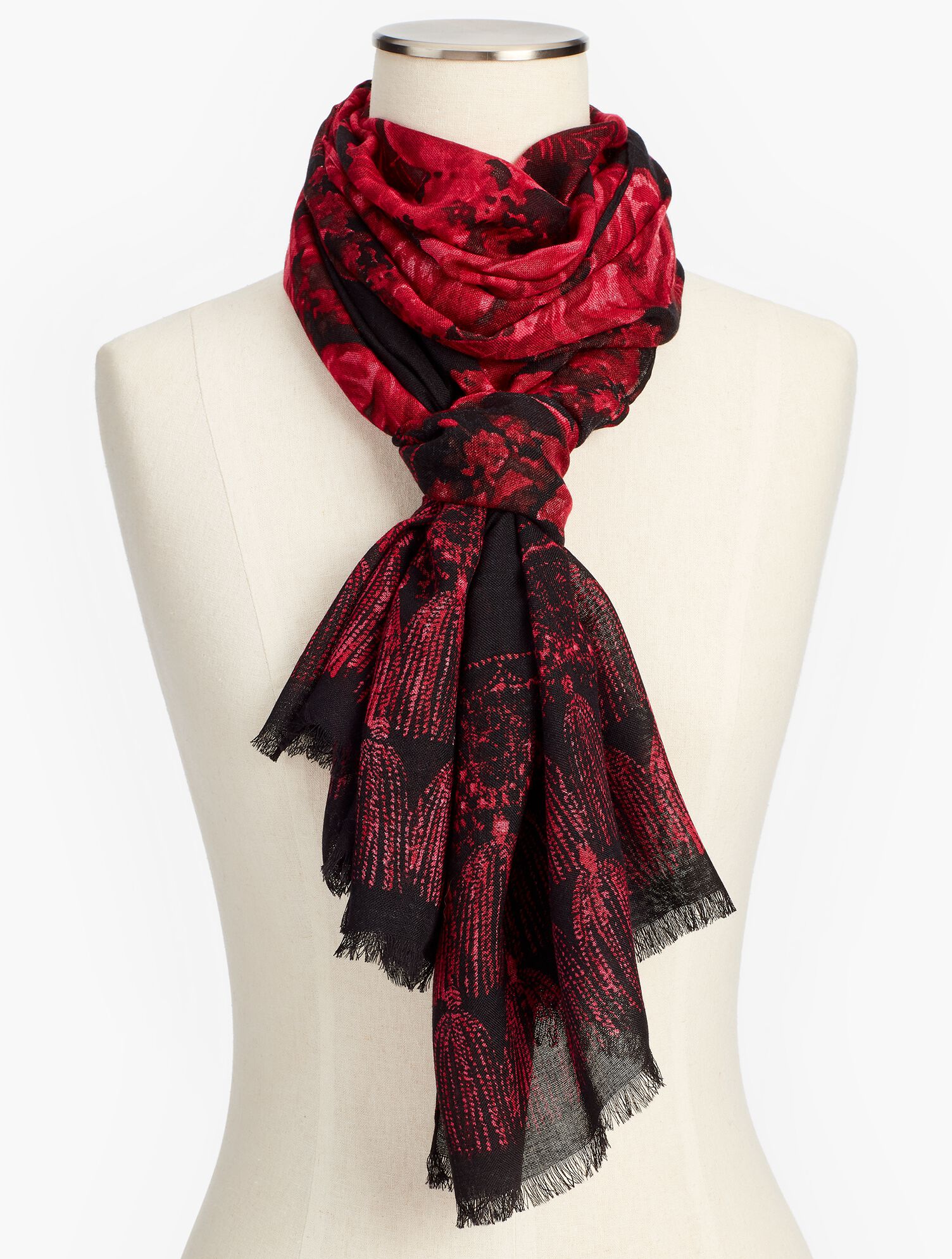 black shawl with red roses