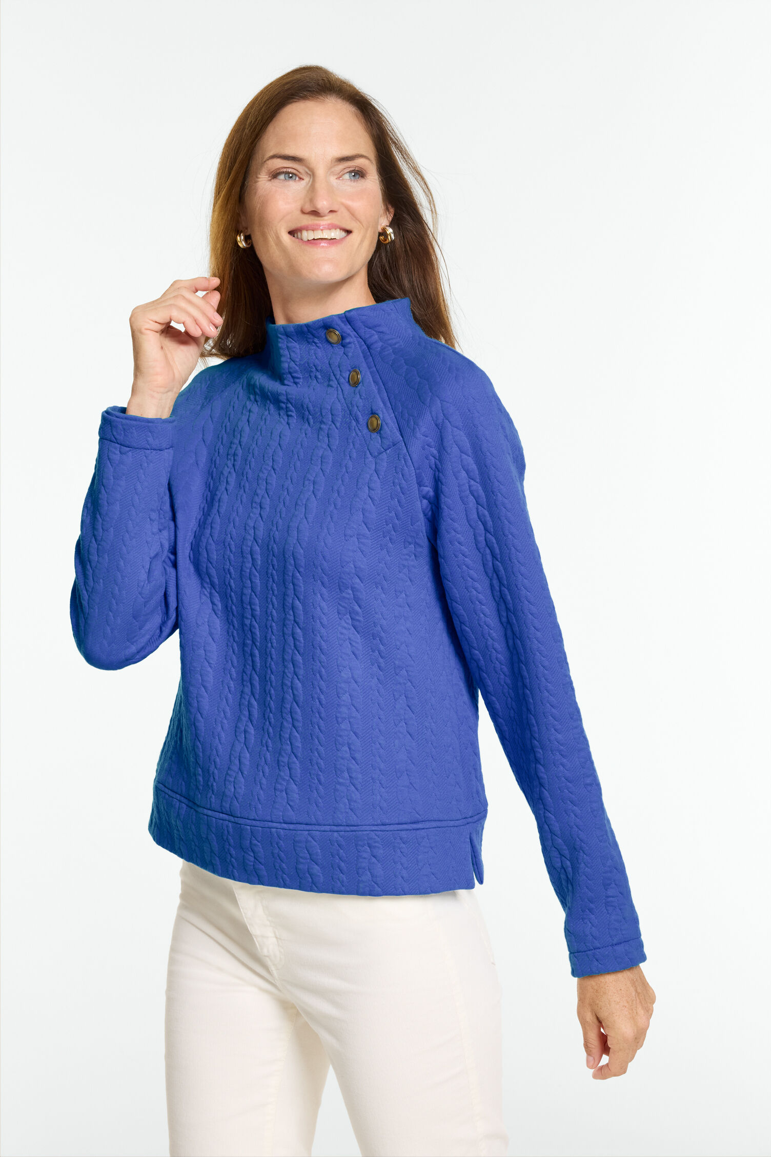 Button Shoulder Sweatshirt