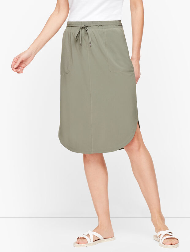 Lightweight Stretch Woven Midi Skirt
