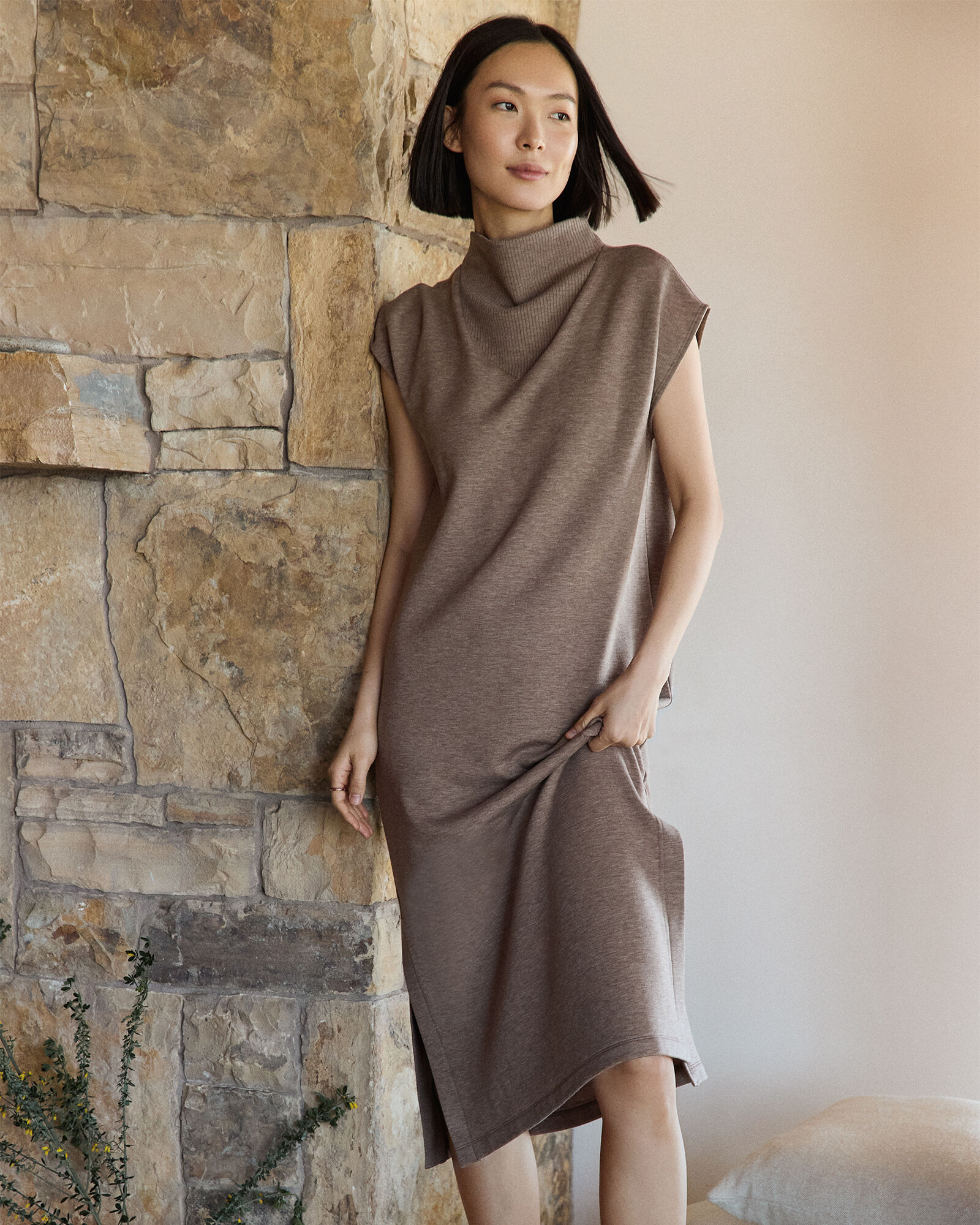 Fleece Cowl-Neck Midi Dress | Haven Well Within Fleece Cowl-Neck Midi Dress | Haven Well Within