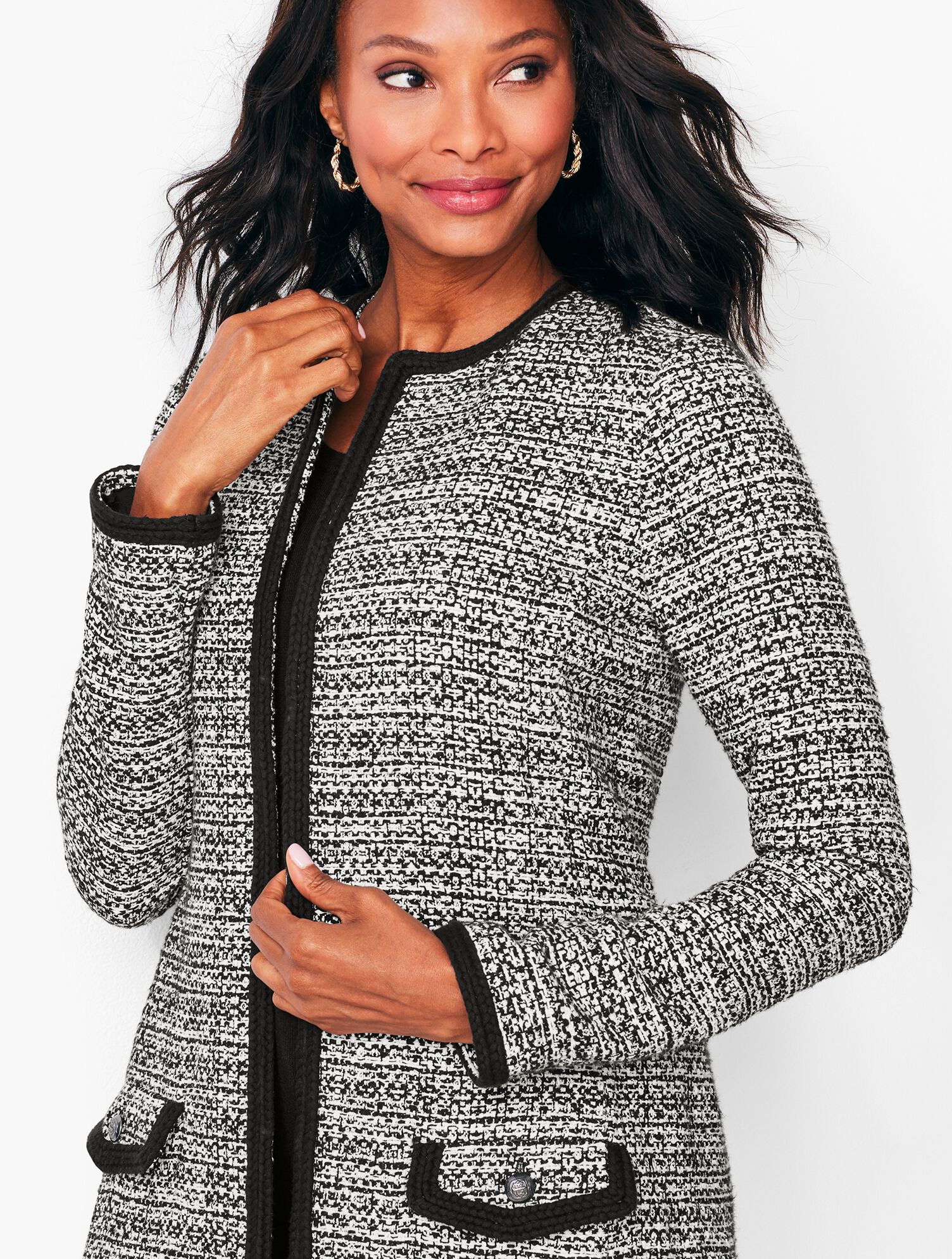 Textured Tweed Sweater Jacket