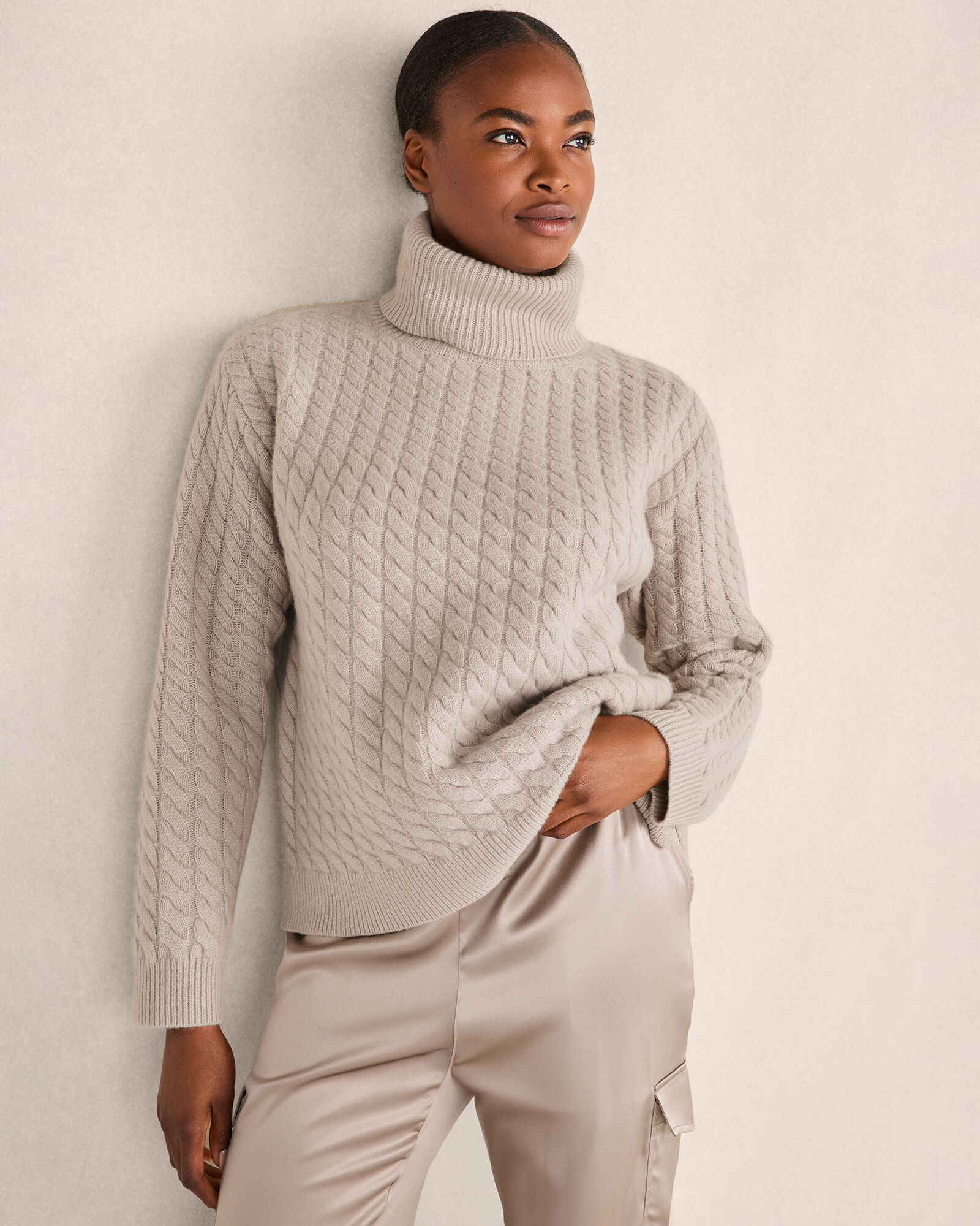 Cashmere Cable Knit Turtleneck Sweater | Haven Well Within