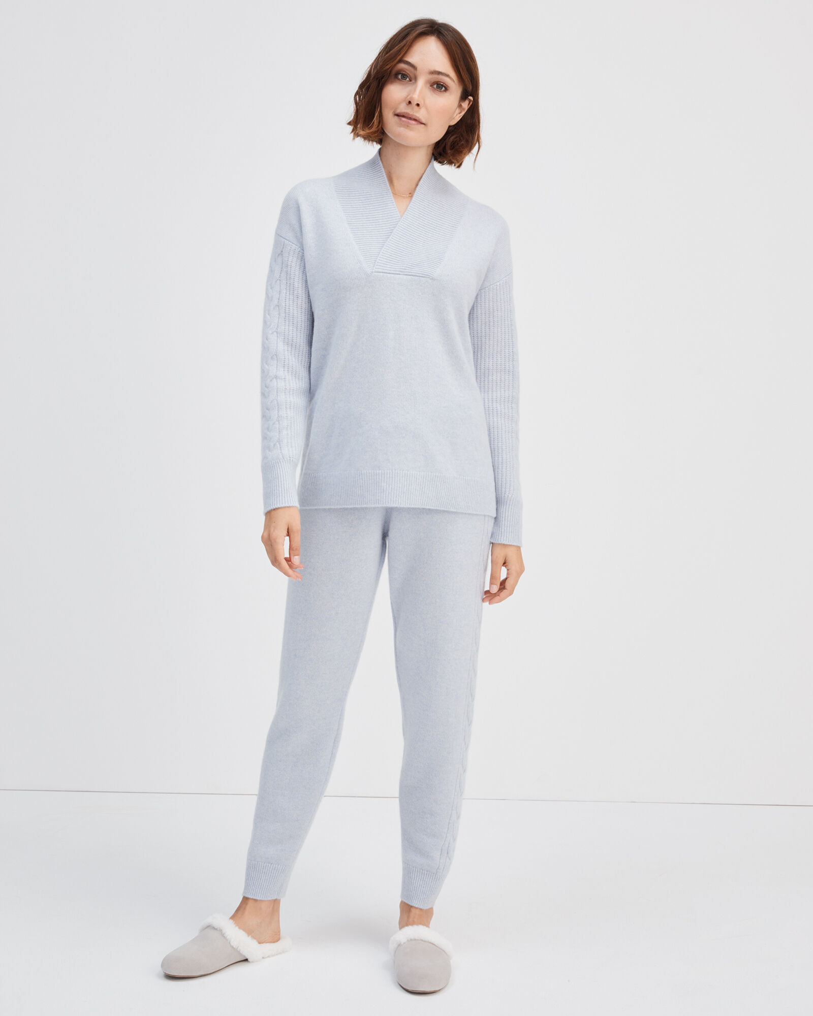 Cashmere Cable Knit Sleeve Sweater Haven Well Within