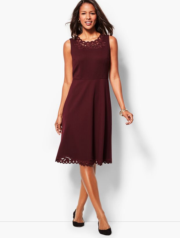 Embroidered Ponte Dress | Talbots