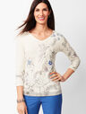 Double V-Neck Floral Sweater