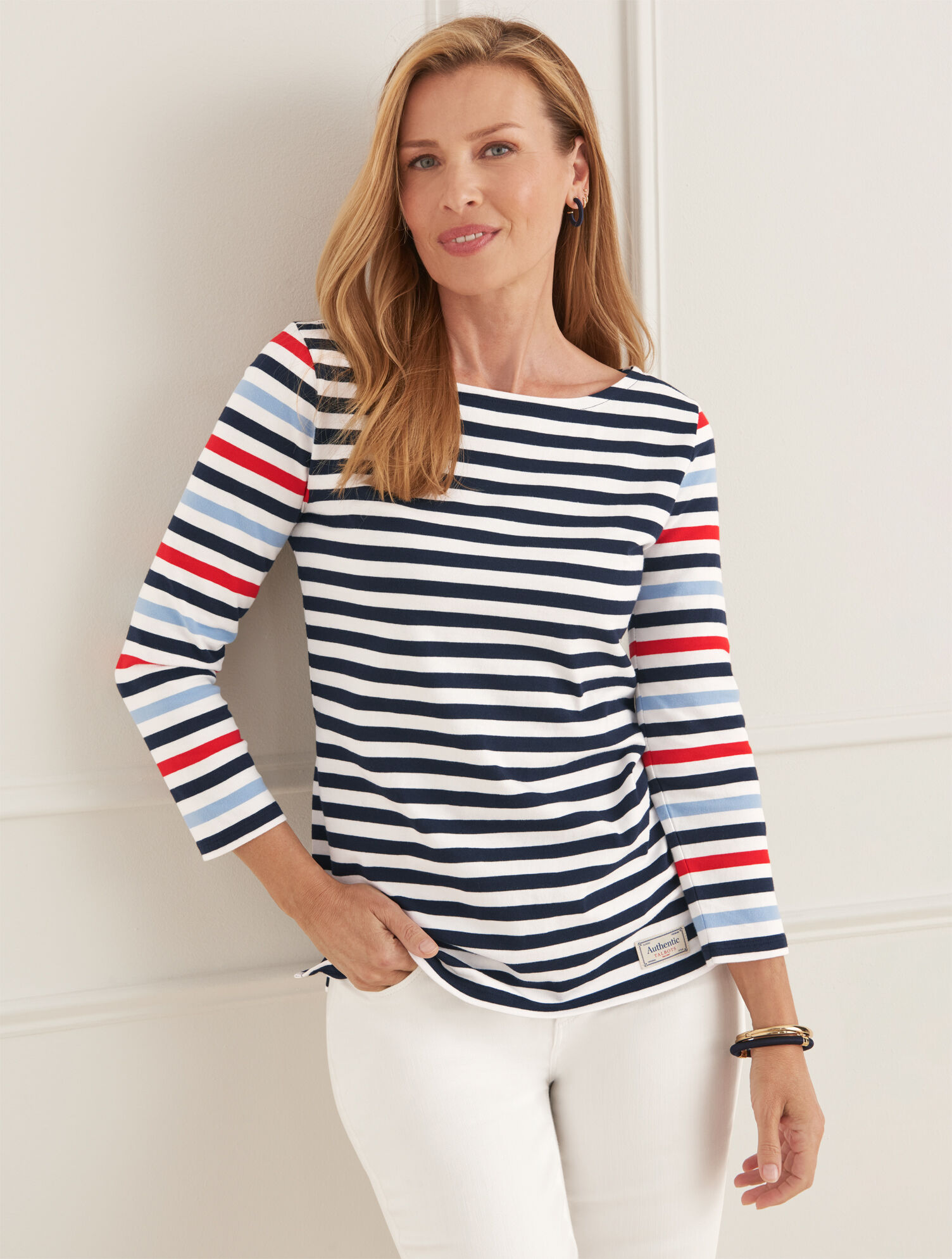Talbots Womens Blue and White Striped Nautical T Shirt Dress Size Medium  Petite