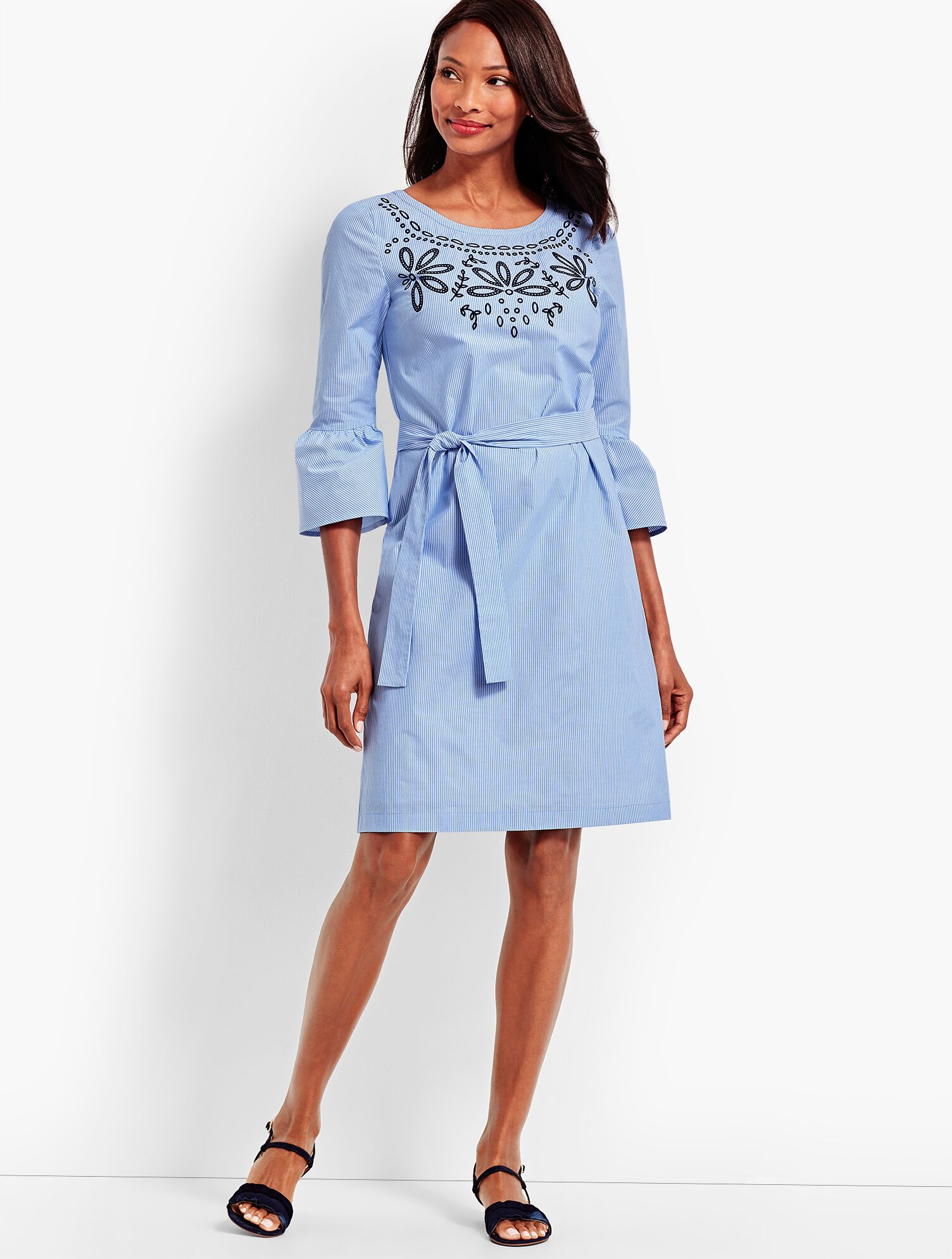 striped embroidered dress Striped Embroidered Shirt Dress | Dresses & Jumpsuits
