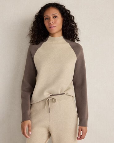 Viscose Blend Colorblock Crewneck