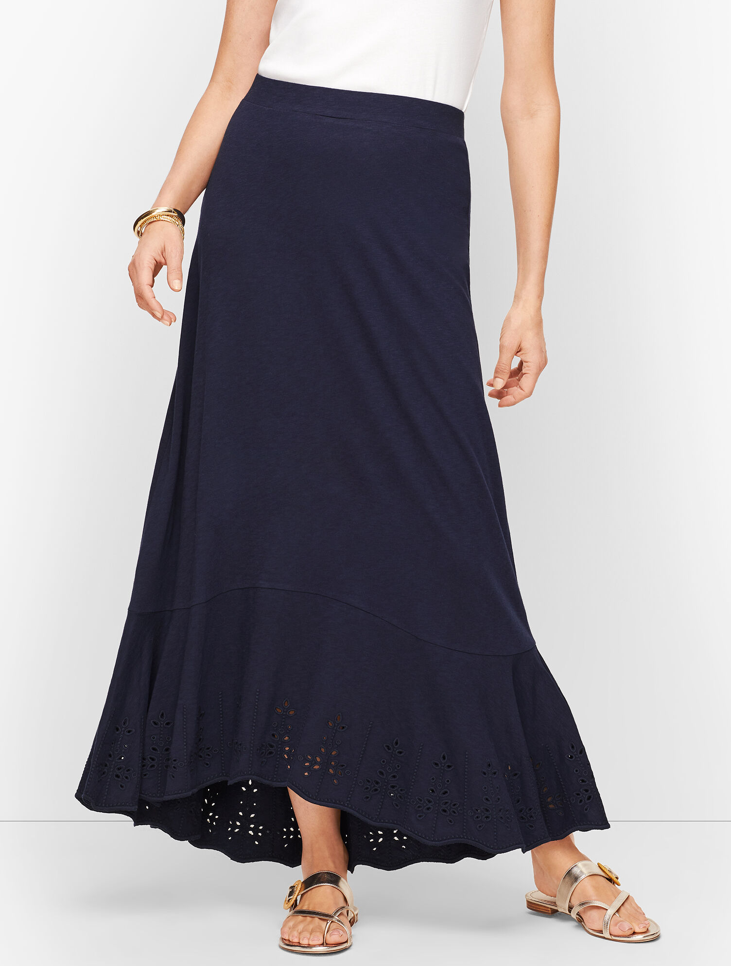 Embroidered Knit Maxi Skirt Talbots