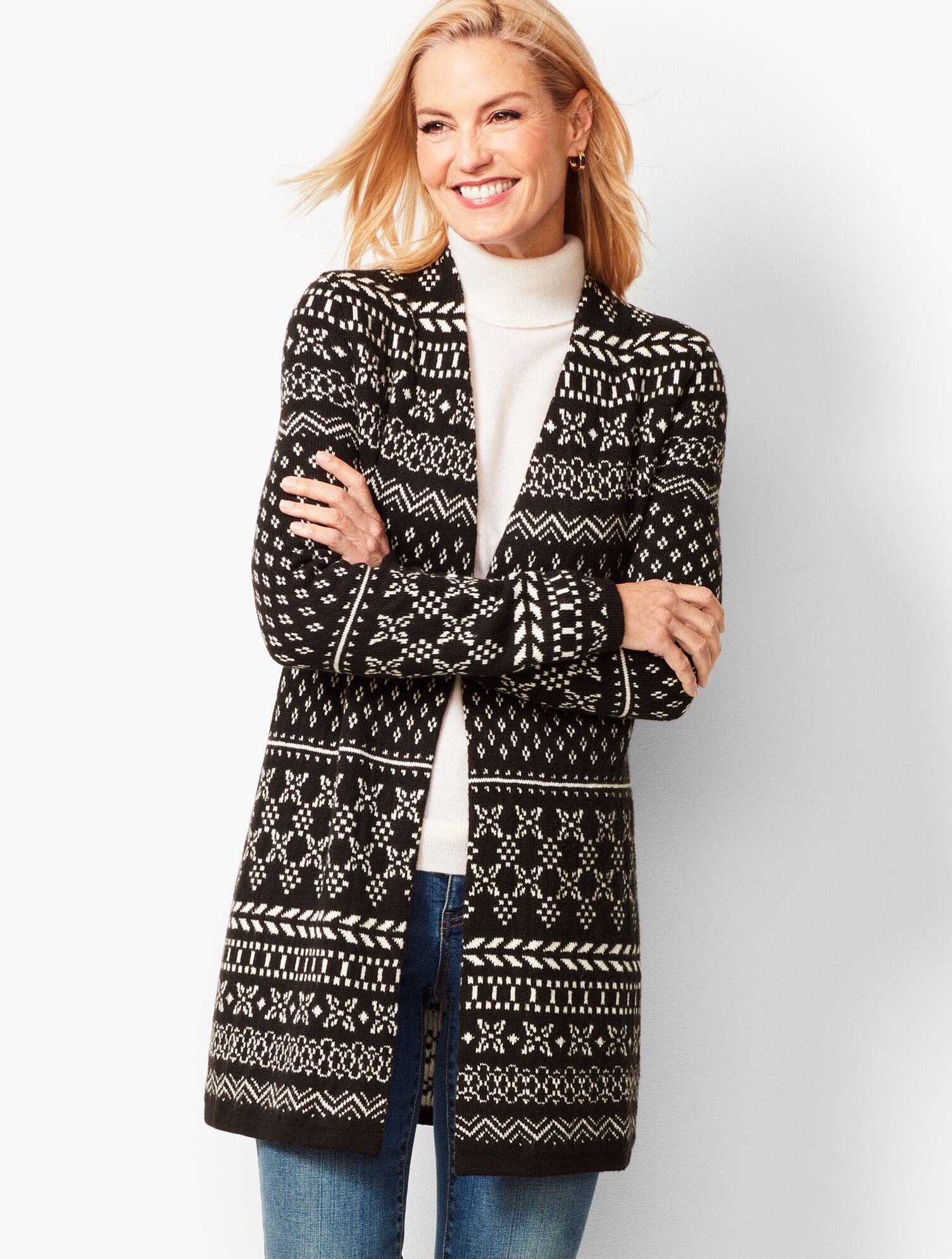 Open-Front Fair Isle Cardigan 
