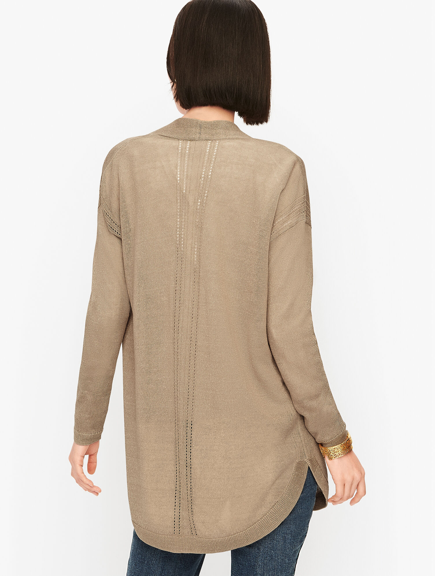 Pointelle Open Front Cardigan