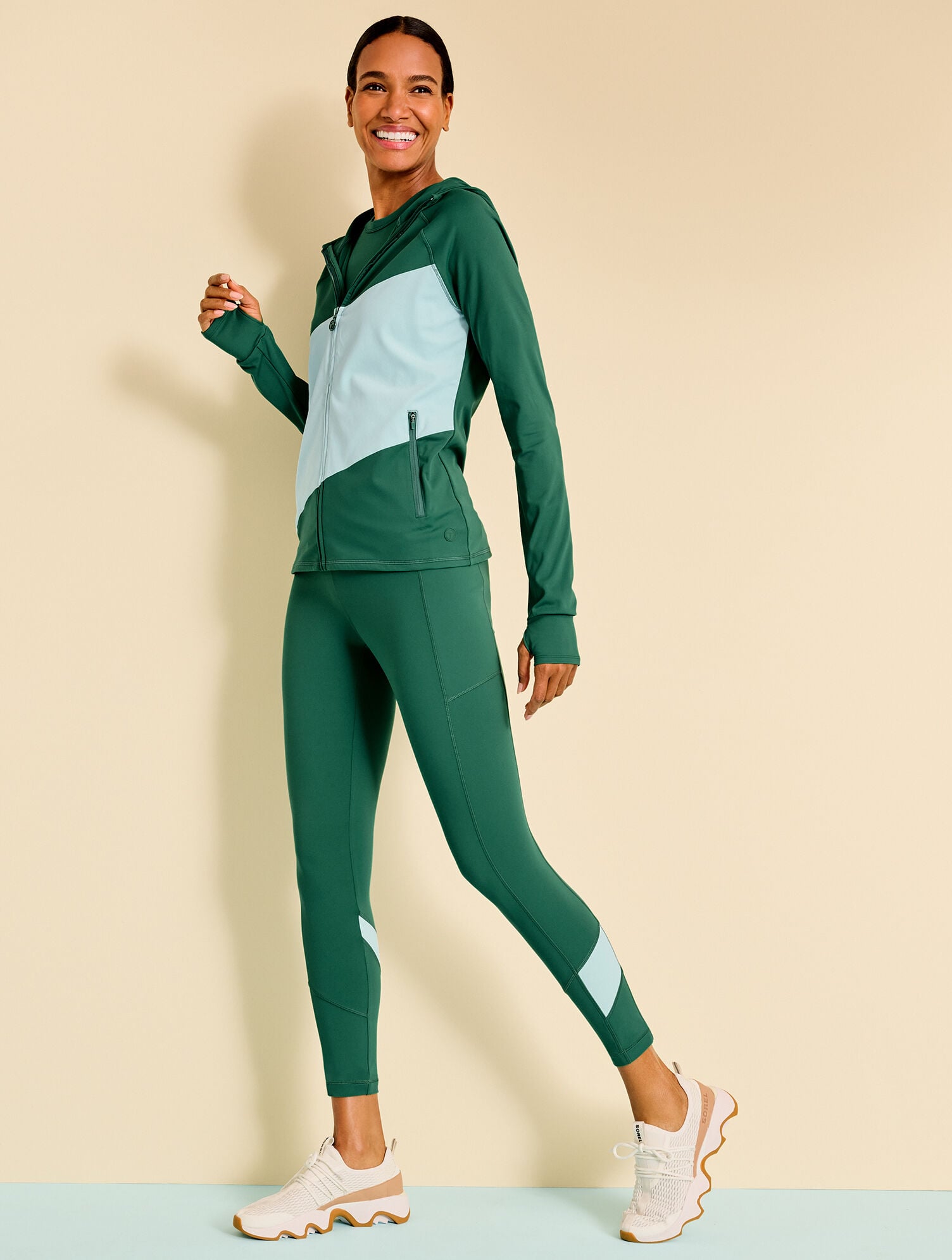Performance Interlock Capri Colorblock Leggings | Talbots