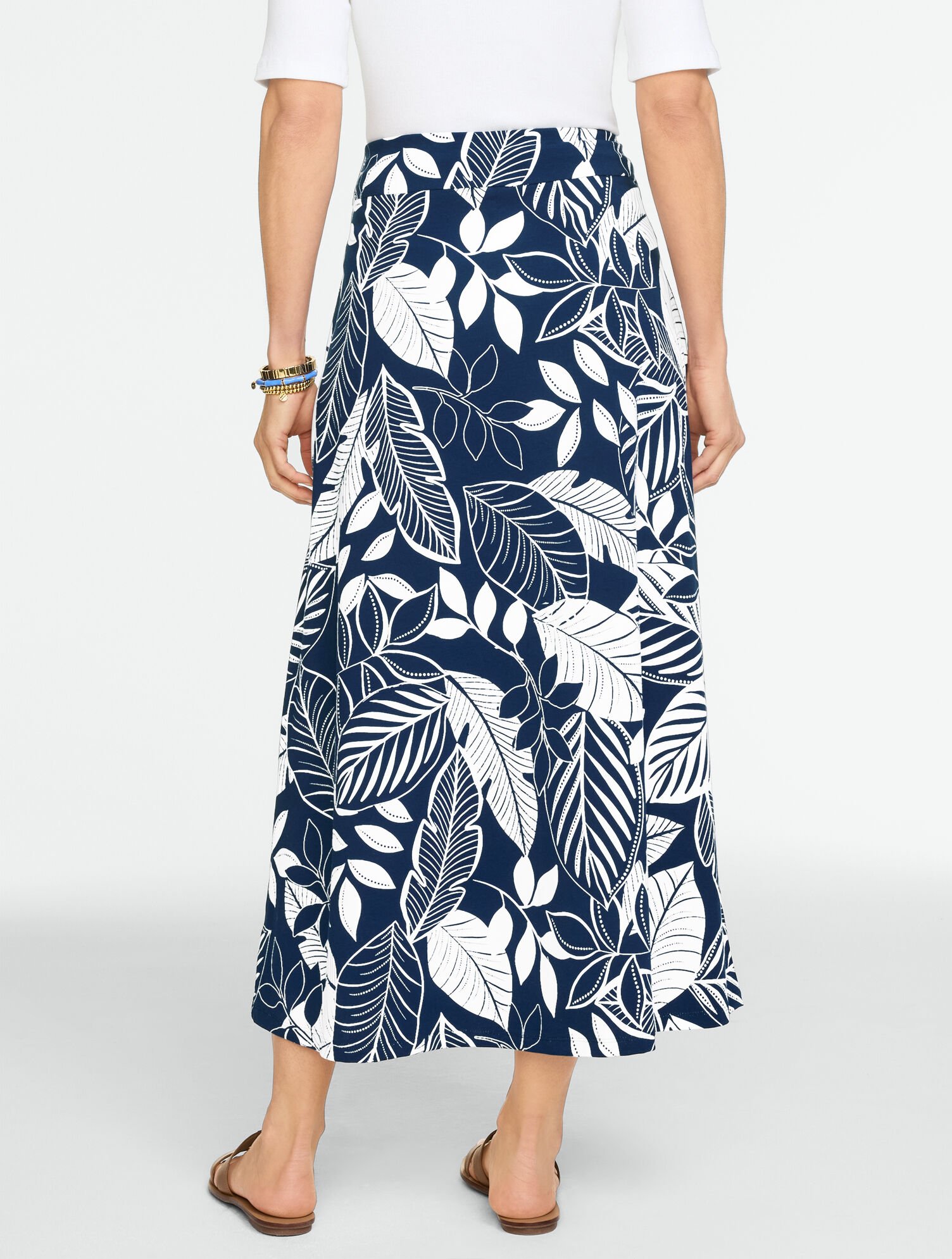 Jersey Maxi Skirt - Bicolor Leaves