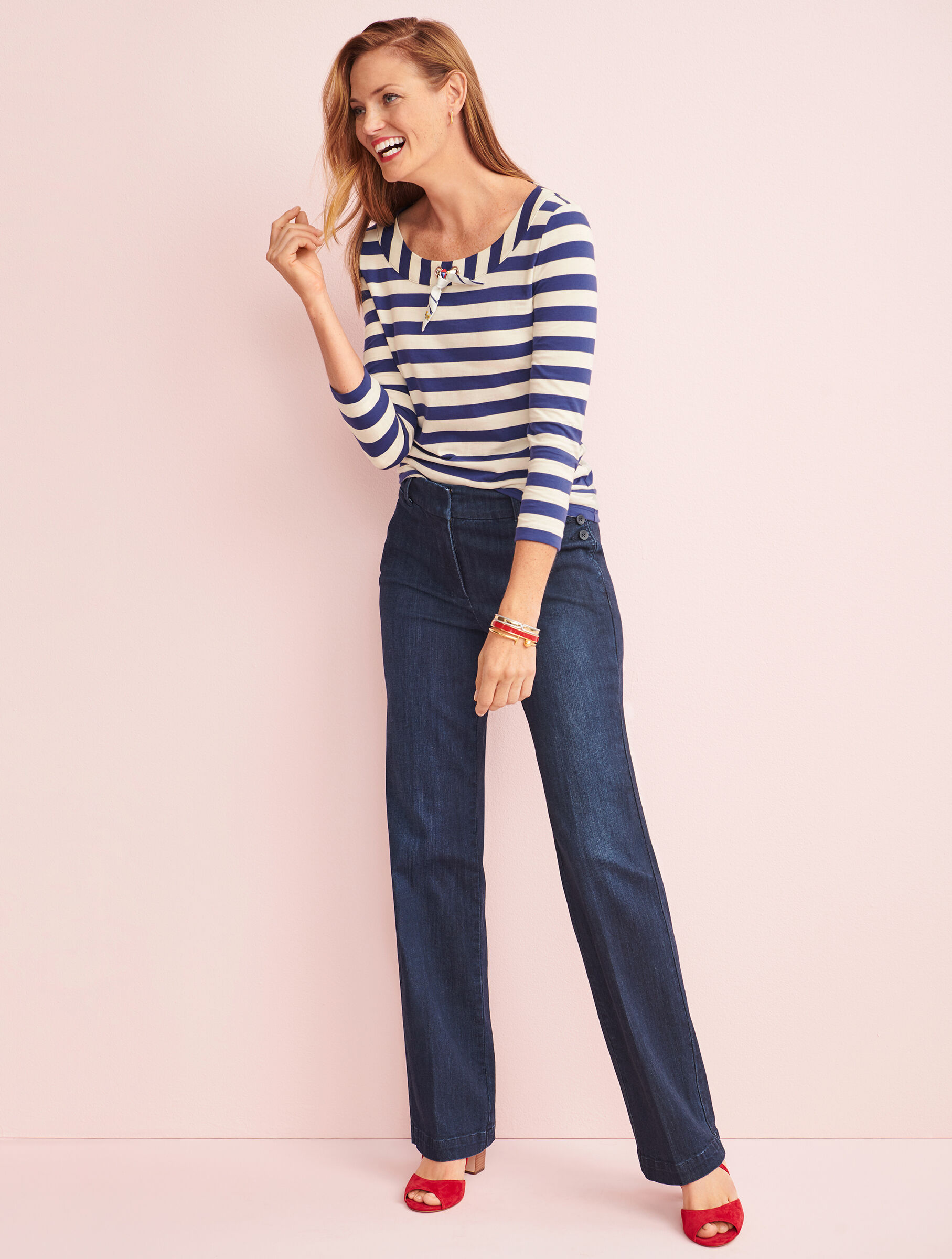 High-Waist Denim Trousers