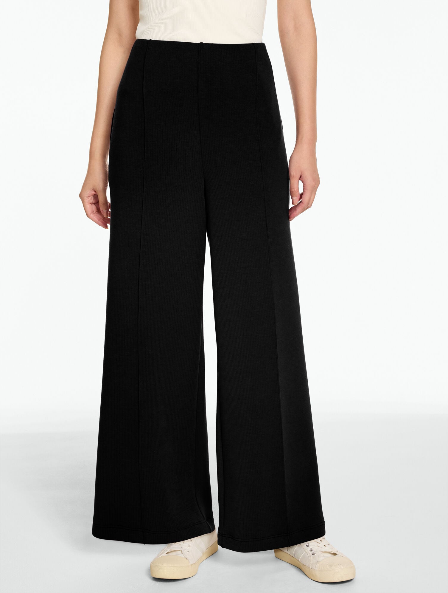 AirKnit Stretch Ribbed High Waist Wide Leg Pants