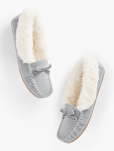 Ruby Faux Fur Cuff Moccasins - Brushed Flannel