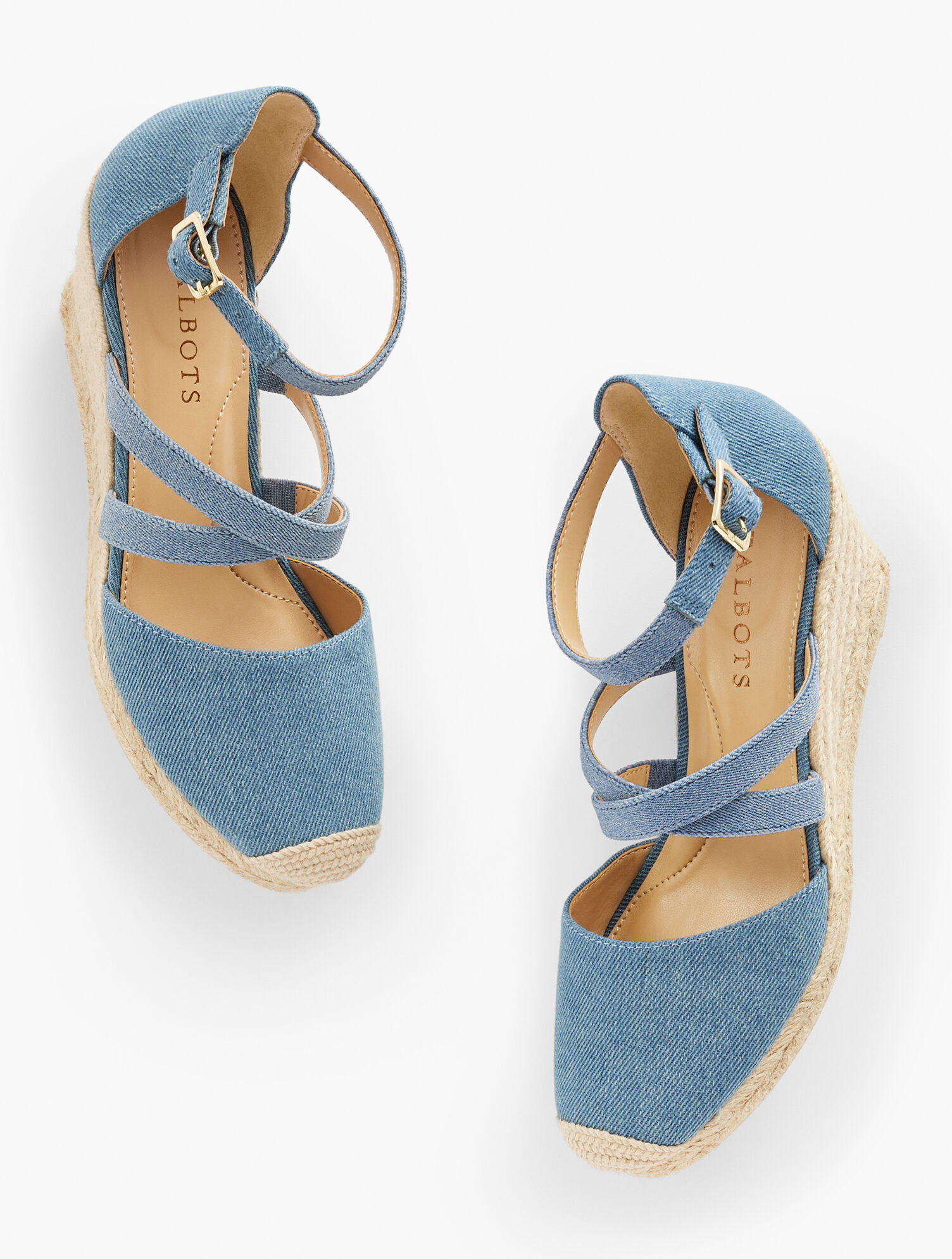 Lyndsay Strappy Denim Espadrille Wedges | Talbots