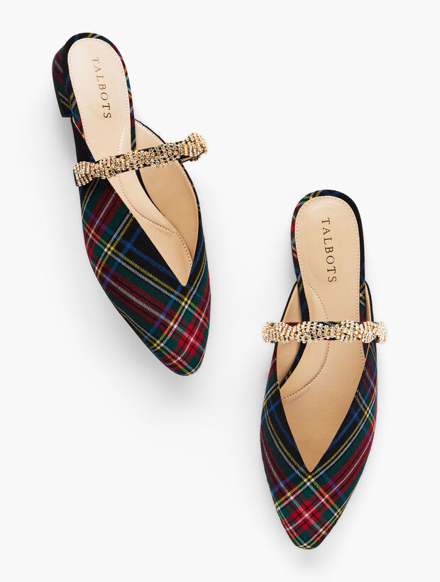 Edison Embellished Mules - Celebrate Plaid