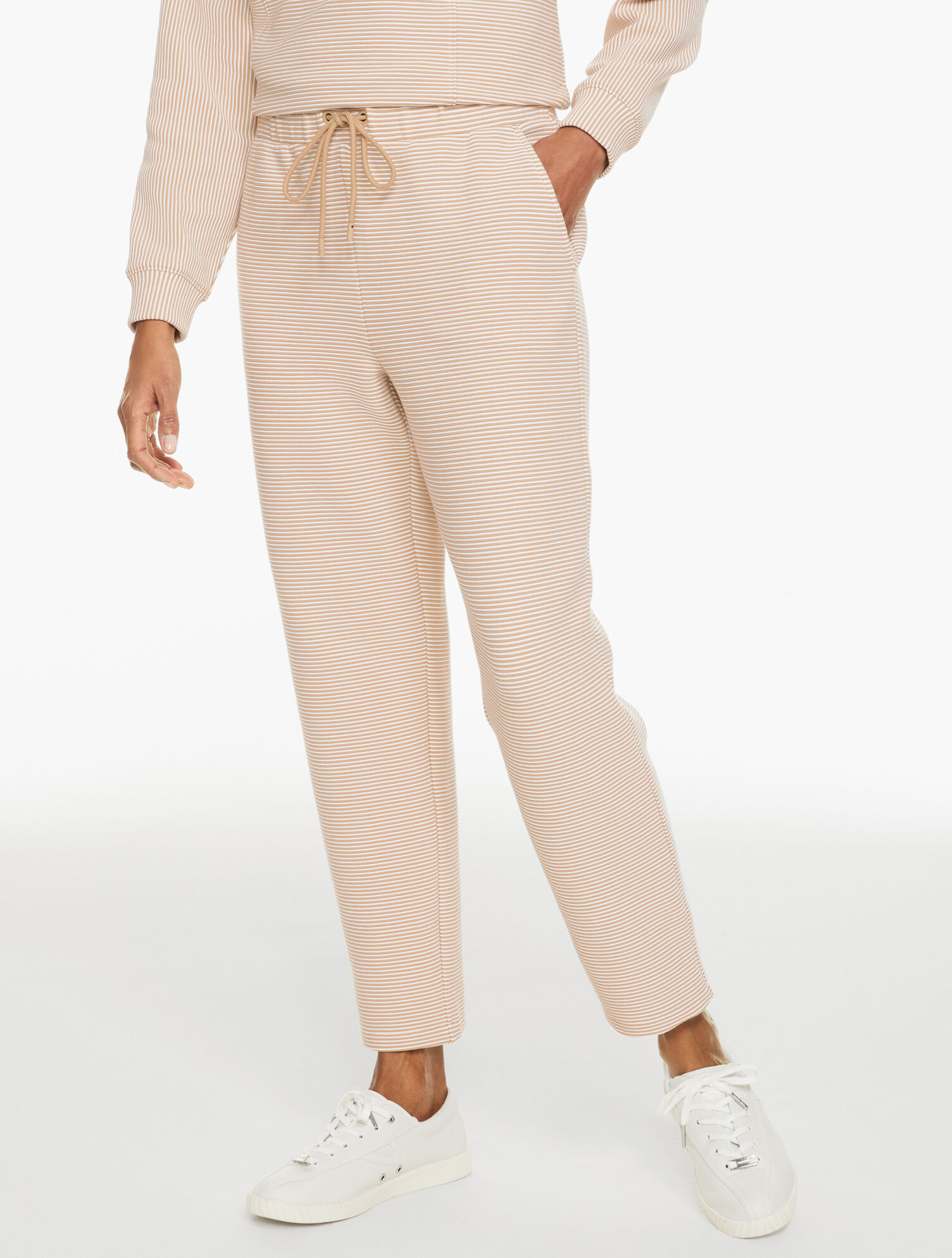 Ottoman Rib Taper Leg Pants - Stripe