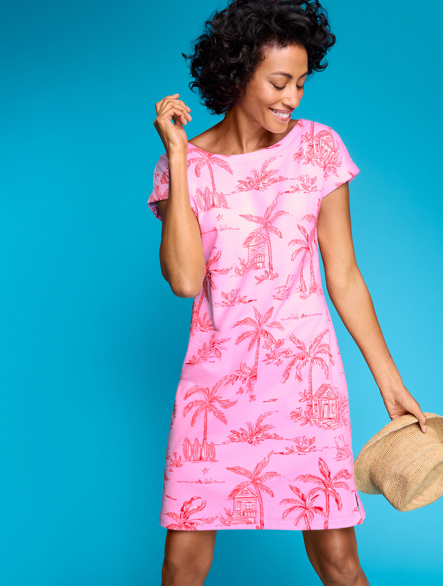 Cotton French Terry Tie Back Dress - Beach Villa | Talbots 