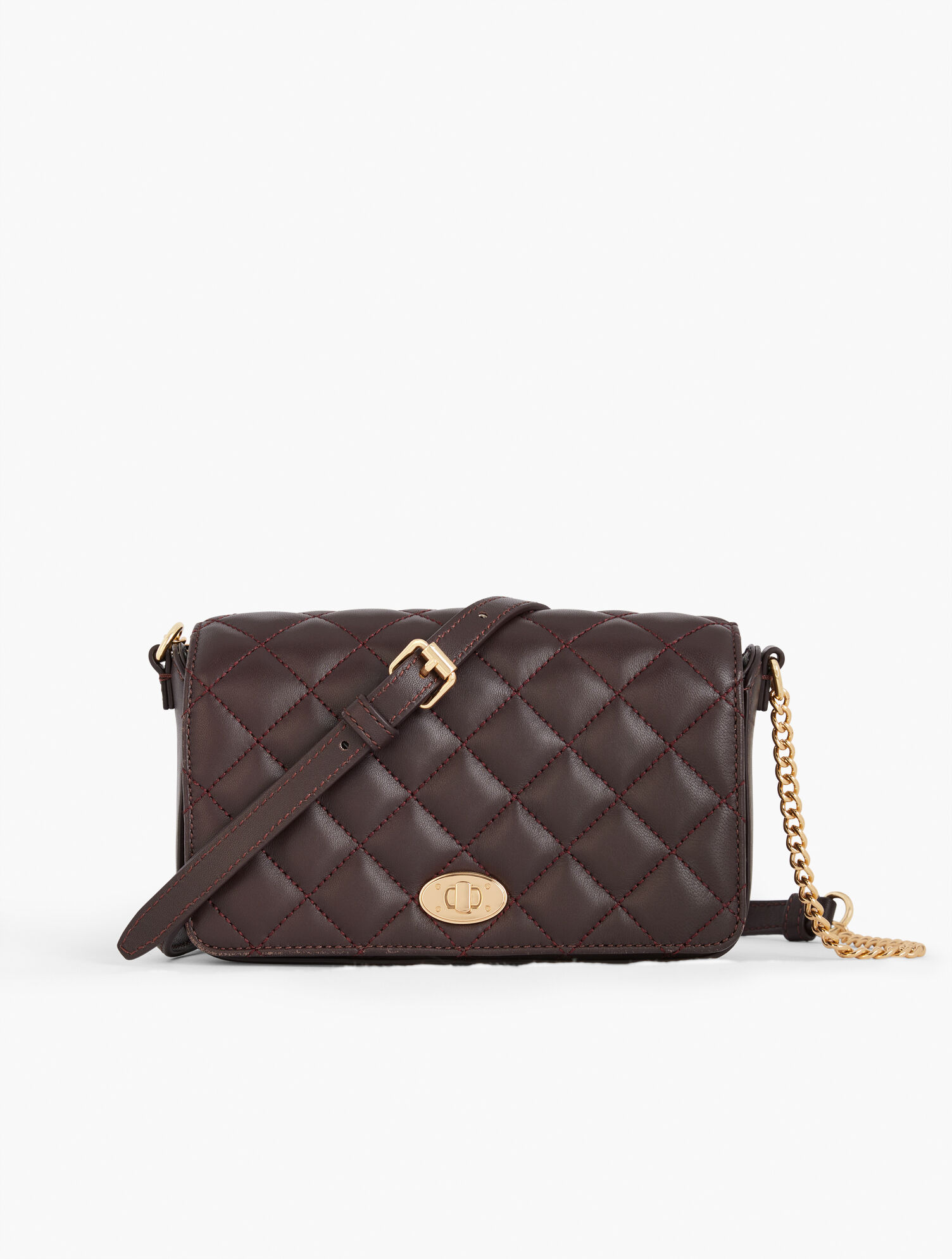 Chain Strap Crossbody Bag Quilted Leather Talbots
