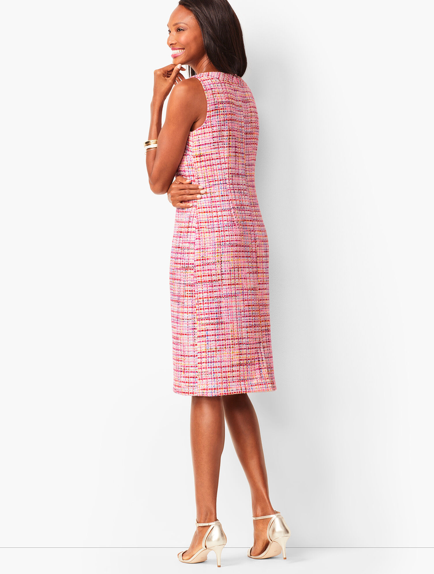 Ribbon Tweed Shift Dress