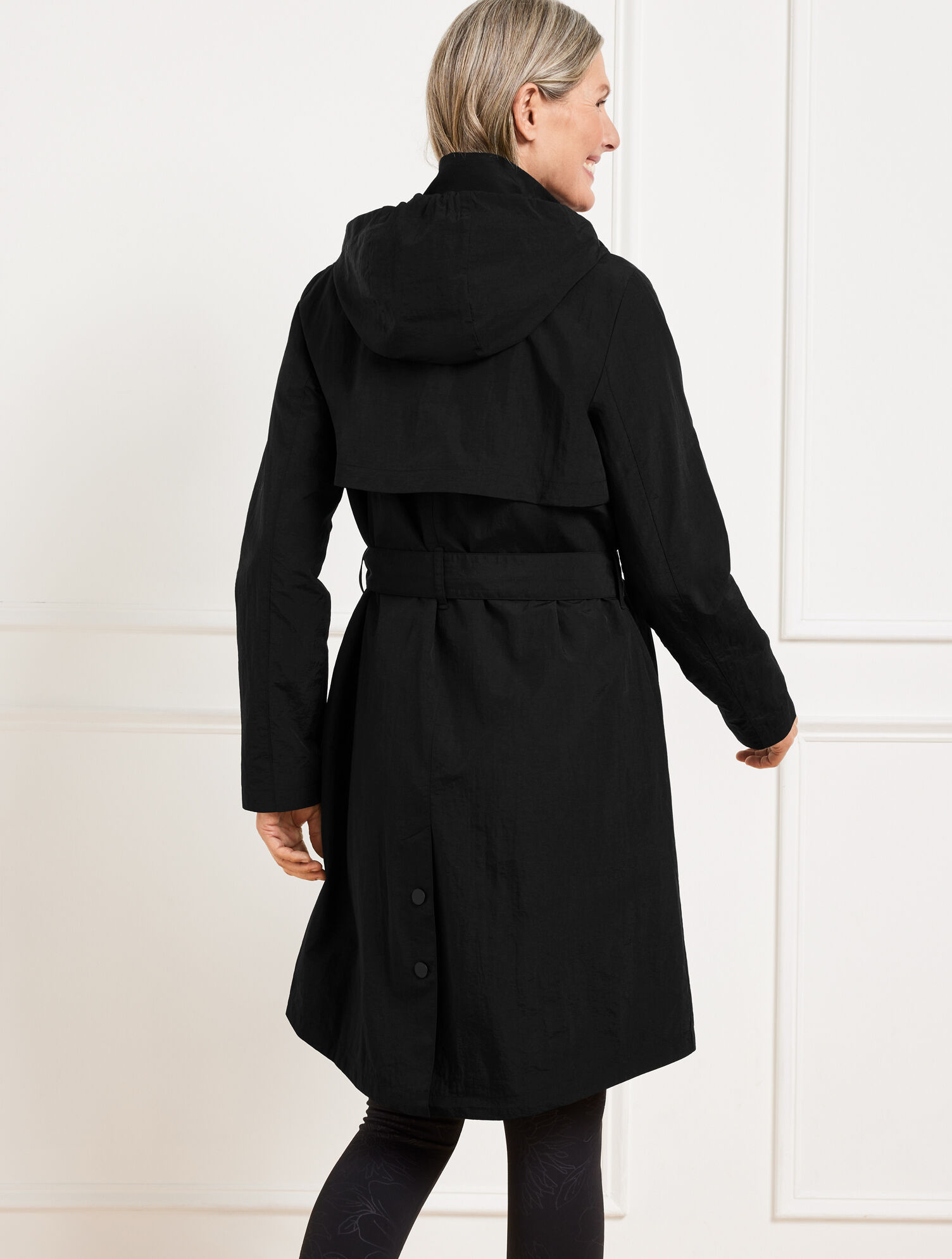 Crinkle Weave Hooded Trench Coat