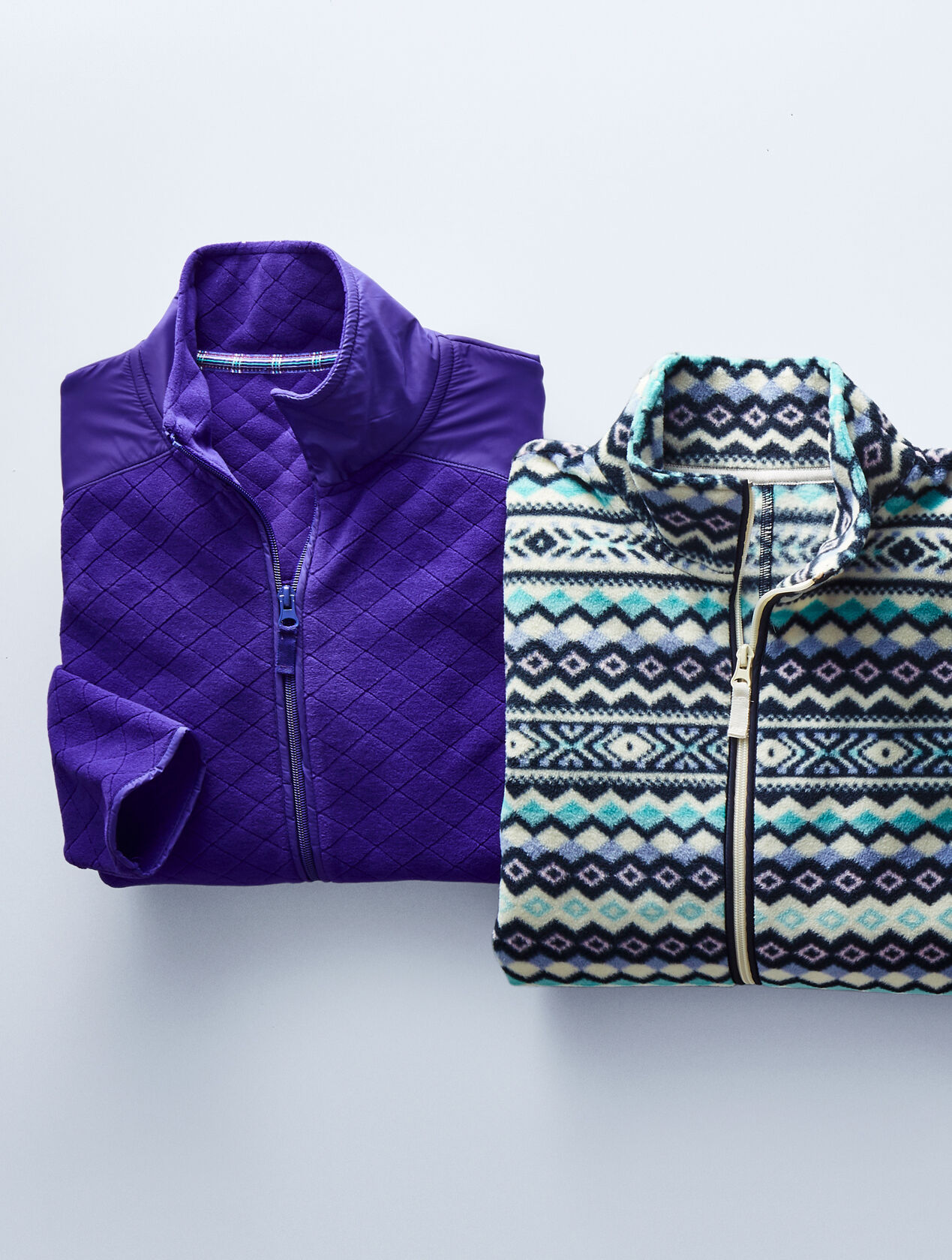 Fair Isle Print Fleece Jacket