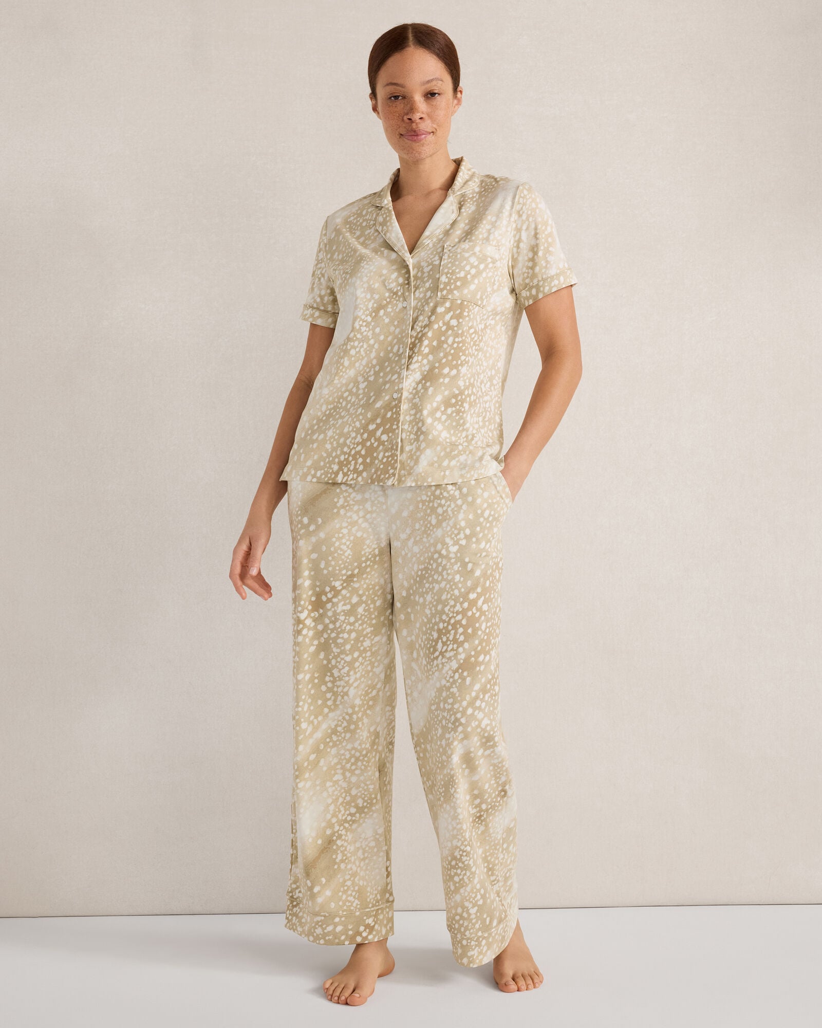 Organic Cotton Jersey Abstract Fawn Pajama Pants