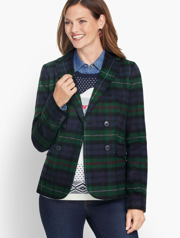 Brushed Wool Double Breasted Blazer | Talbots