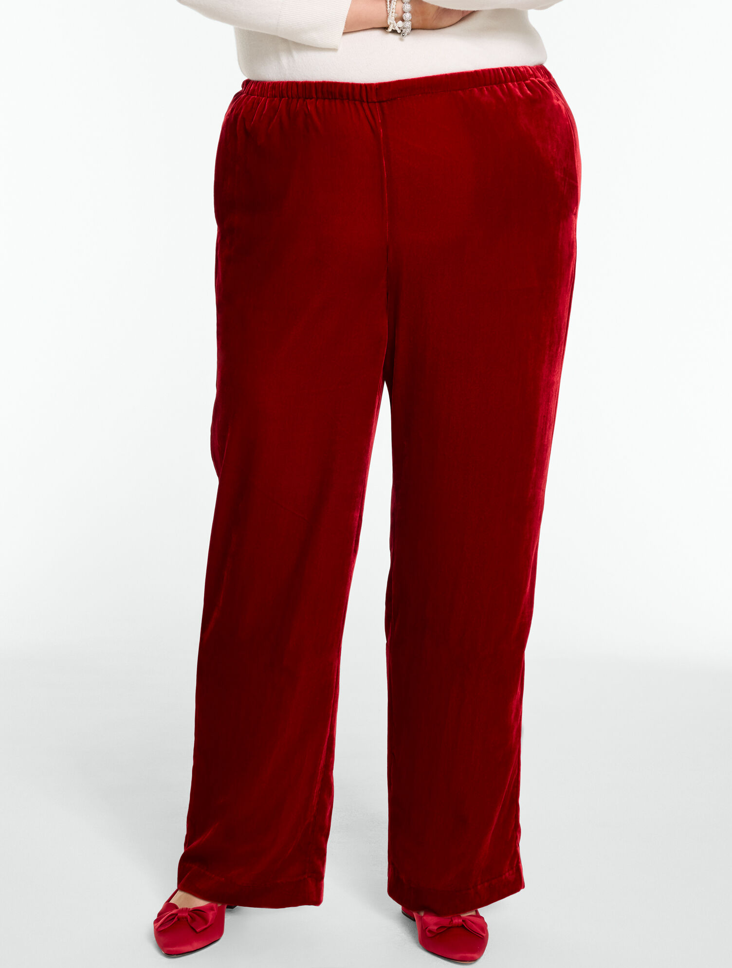 Velvet Wide Leg Pull-On Pants