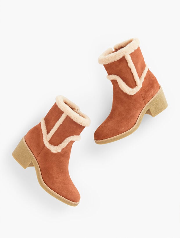 Reese Sherpa Block Heel Boots - Suede