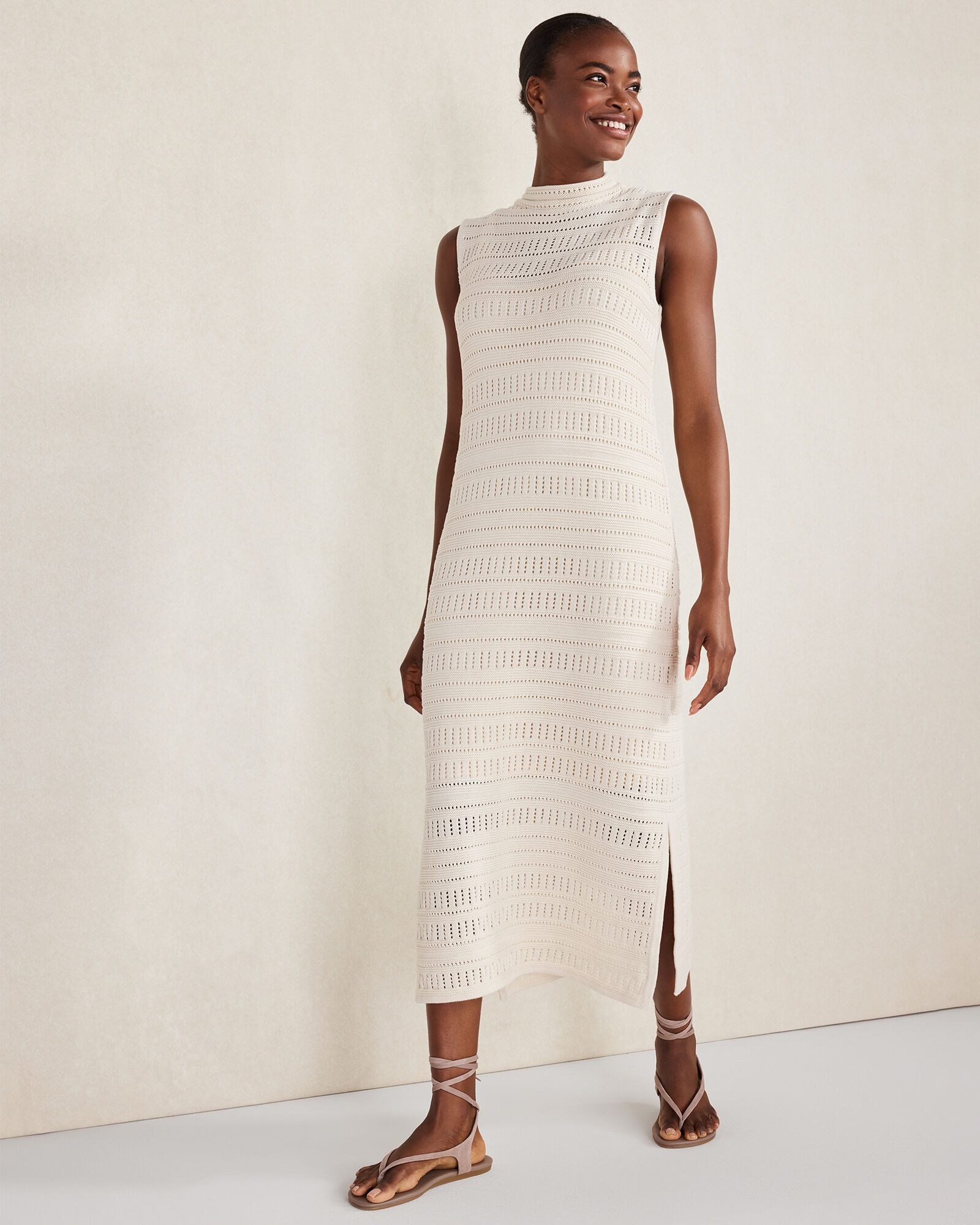 Organic Cotton Open Stitch Funnel Neck Dress | Haven Well Within